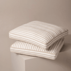 Beige and white striped seat cushions