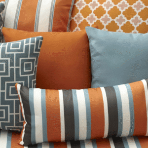 Colorful geometric and striped throw pillows
