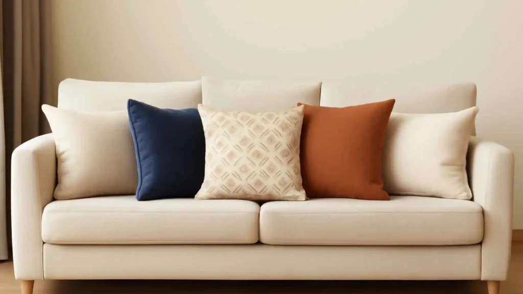 Easy ways How to Match Cushions with a Sofa for a harmonious and elegant living room décor.
