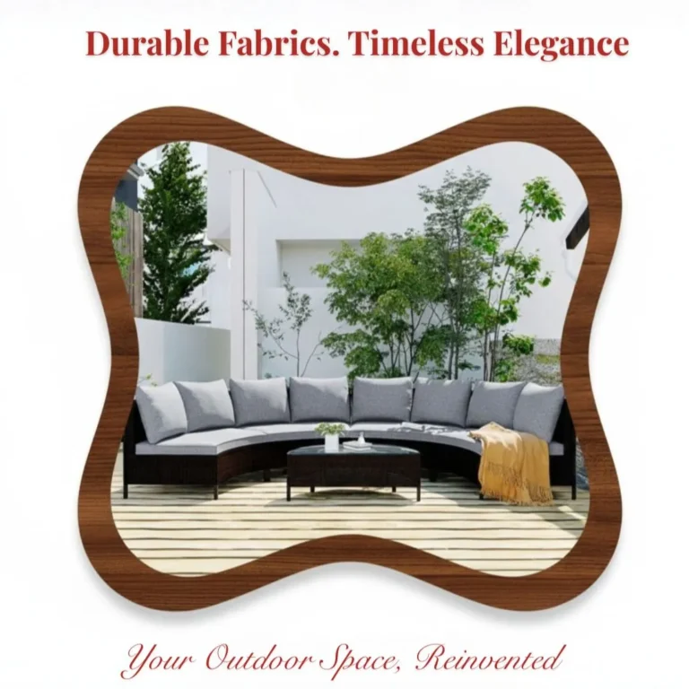 Restored outdoor cushions with fresh fabric, demonstrating why garden cushions upholstery is a must for comfort and durability in Dubai.