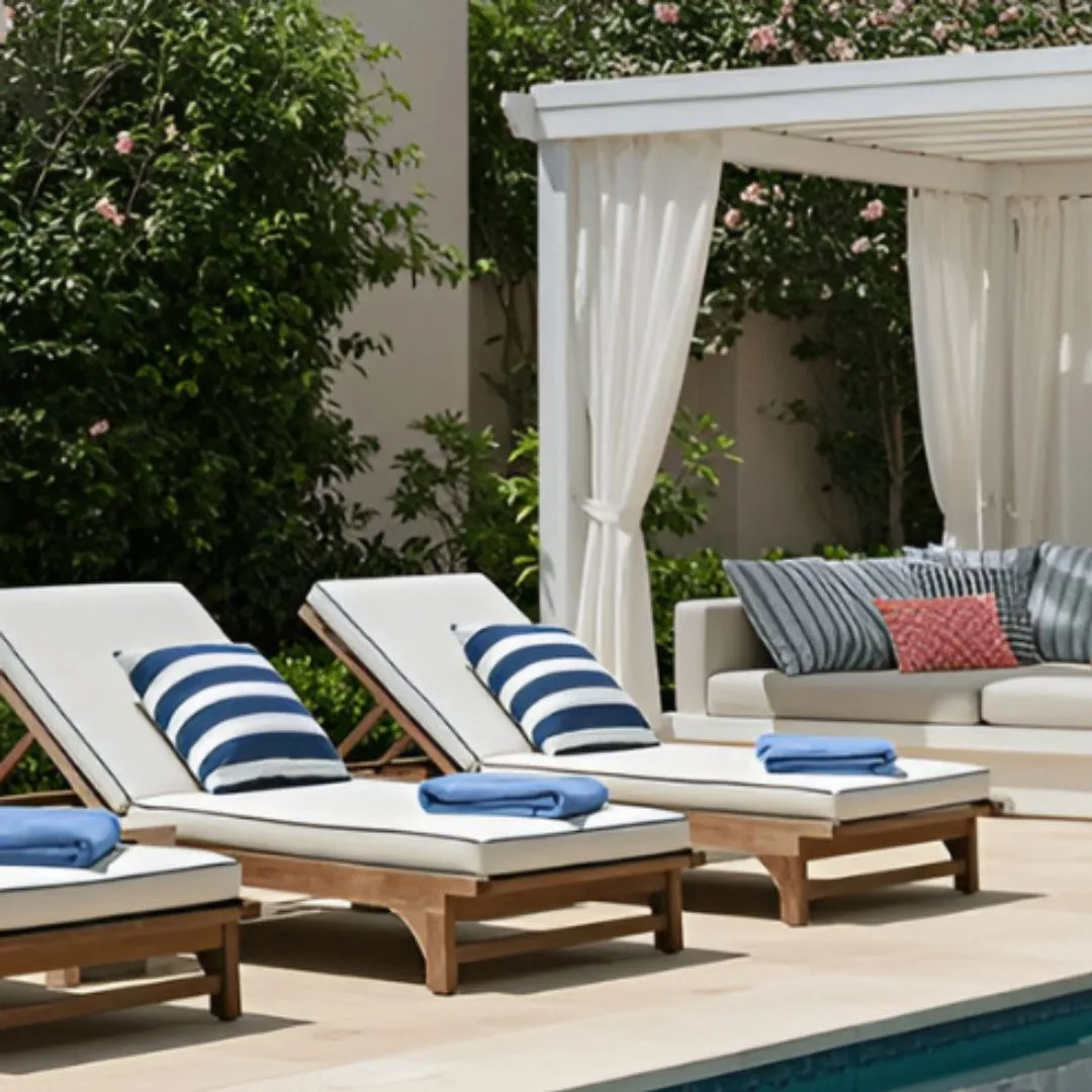 "Upgrade your outdoor space with sun lounger upholstery for a stylish and comfortable outdoor seating experience."