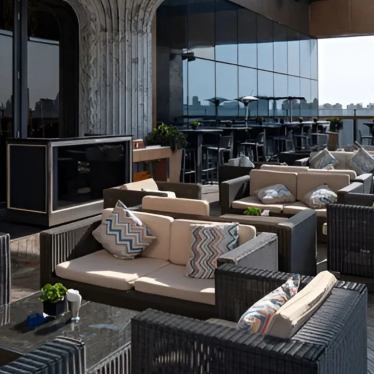 Outdoor Sofa Upholstery in Dubai showcasing a refreshed patio sofa with weather-resistant fabric and firm cushioning.