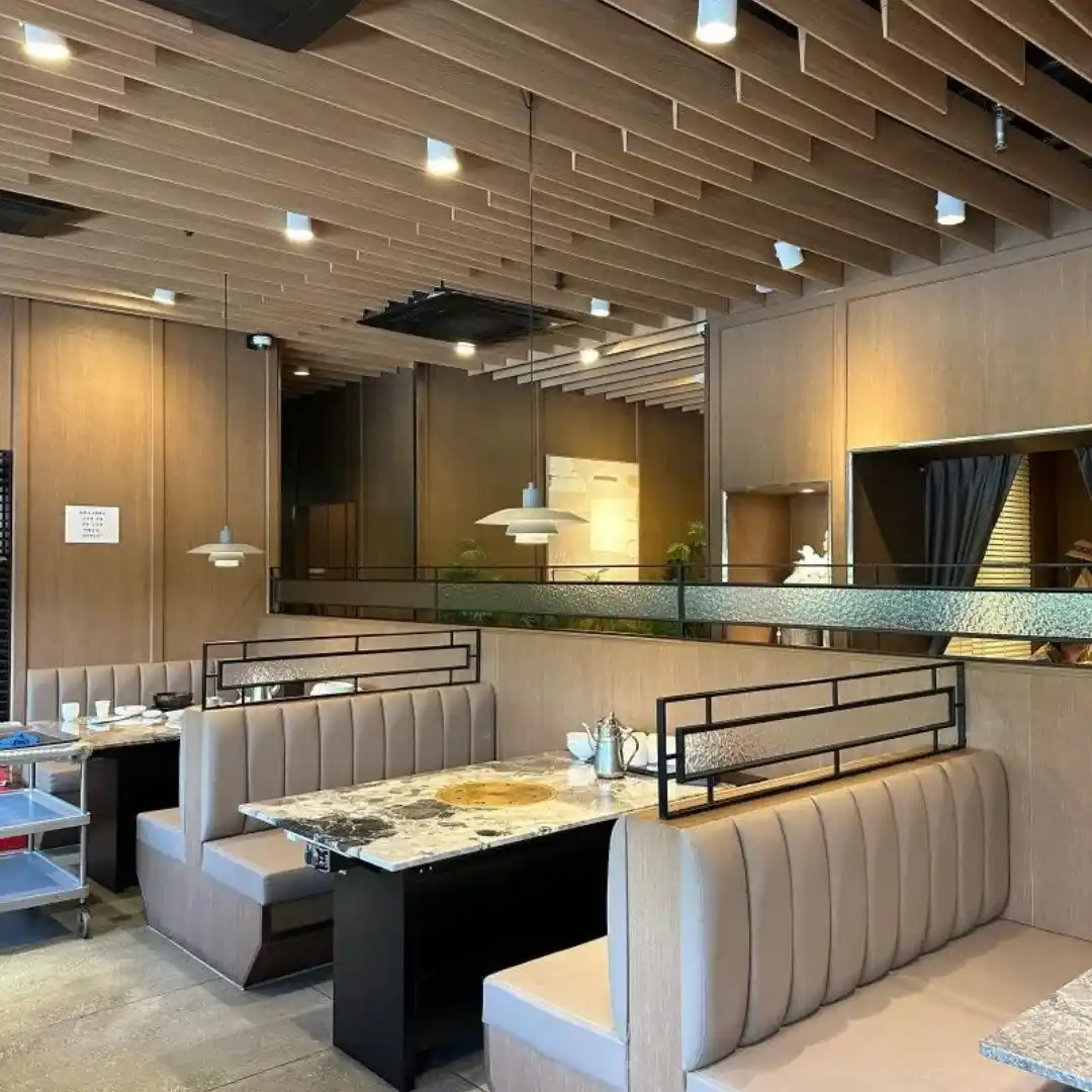 How Upholstery Improves Restaurant Interior showing modern restaurant seating with stylish upholstered chairs and sofas