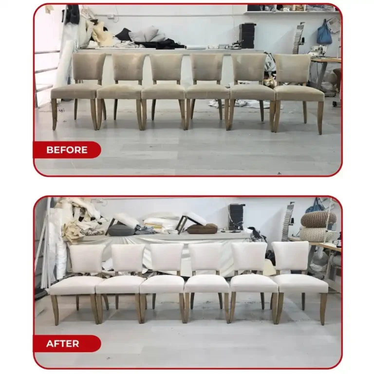 Restore Old Dining Chairs with Upholstery – a beautifully reupholstered dining chair in a modern dining room