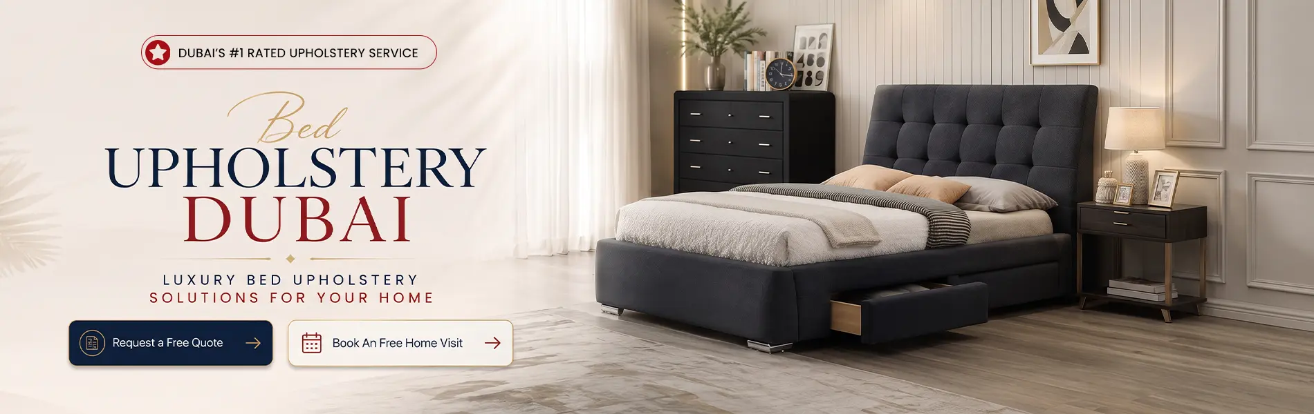 Bed upholstery banner copy