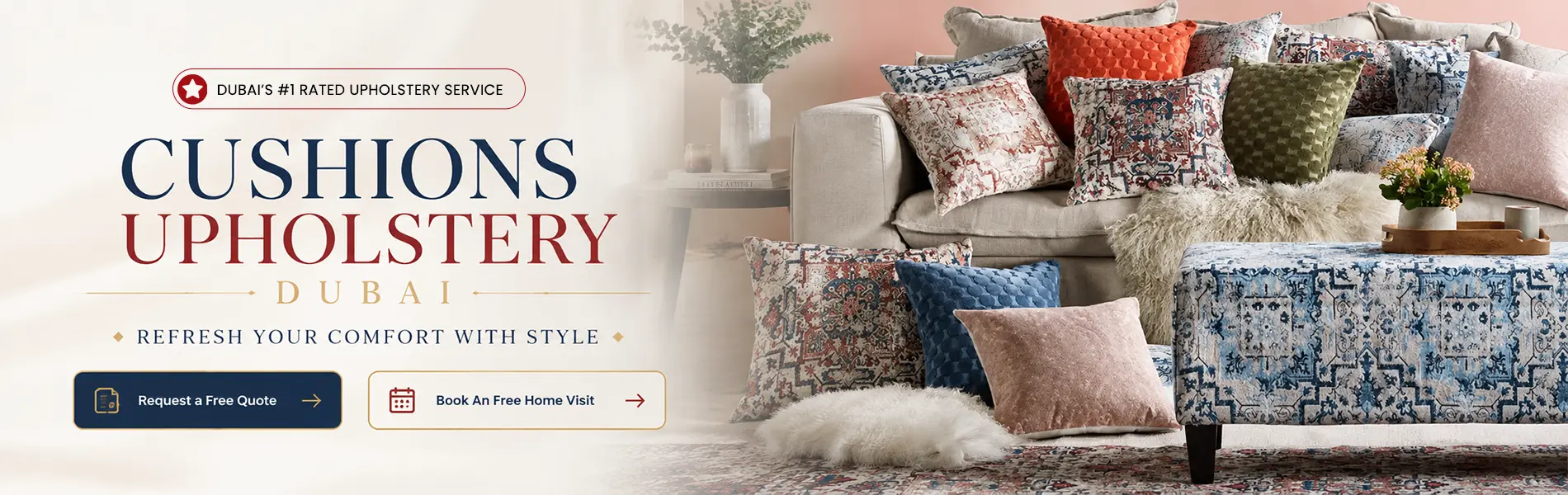 CUSHIONS upholstery banner copy