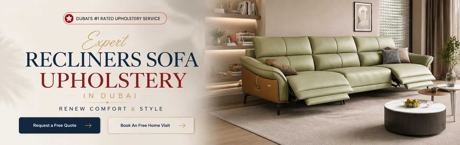 Expert Recliners Sofa upholstery banner copy