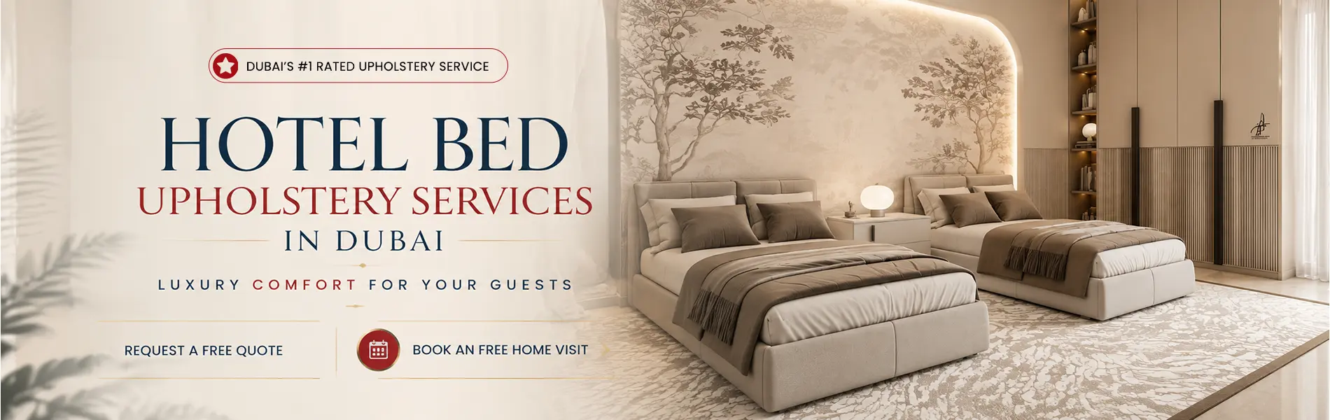 HOTEL BED upholstery banner copy