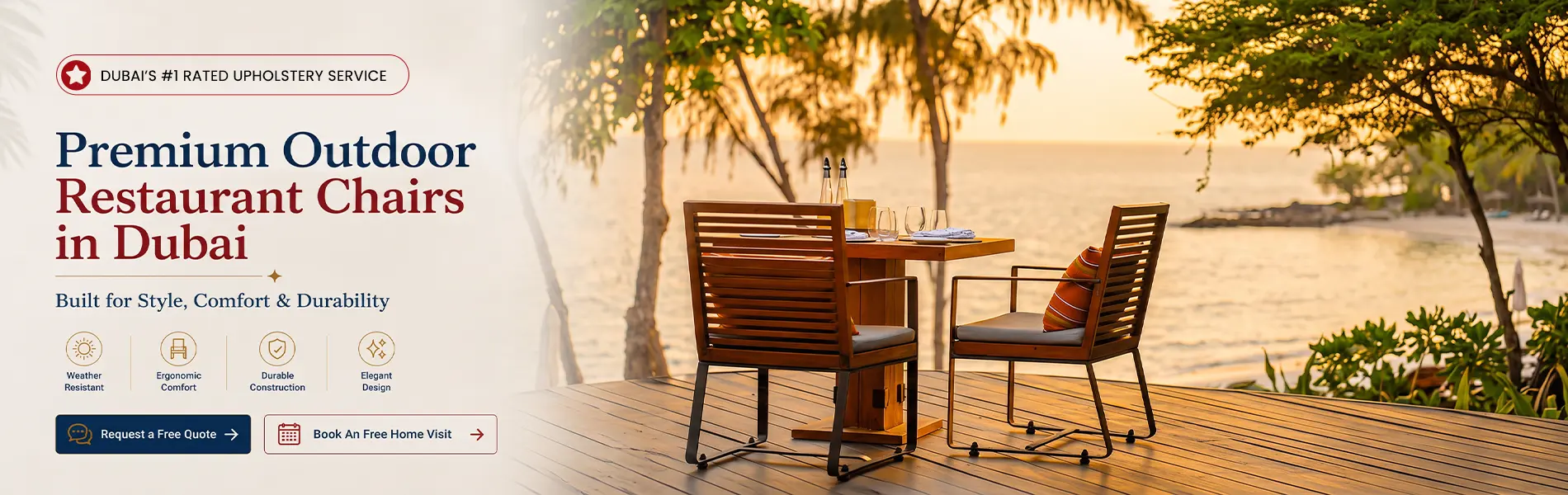 Premium Outdoor Restaurant Chairs upholstery banner copy