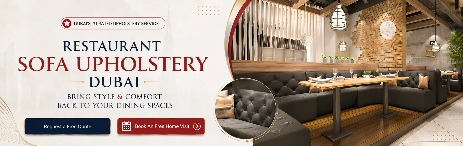 RESTAURANT SOFA upholstery banner copy