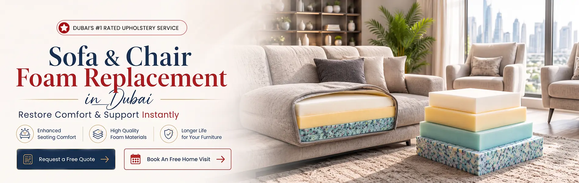 Sofa & Chair Foam Replacement upholstery banner copy